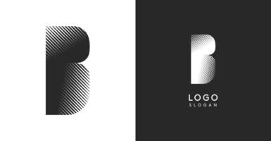 B letter. Sharp contrast monogram strike diagonal hatching for industrial yet modern look. High bold logo template. Logotype concept design for brand in tech, architecture, fashion vector