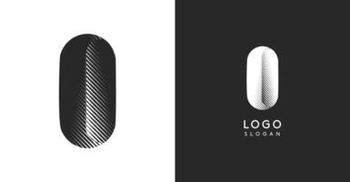O letter. Sharp contrast monogram strike diagonal hatching for industrial yet modern look. High bold logo template. Logotype concept design for brand in tech, architecture, fashion vector
