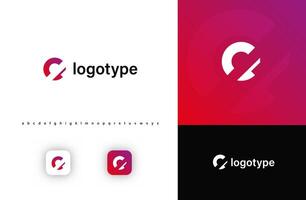 Sporty futuristic angular logo. Sharp geometric dynamic edges letter c. Minimalist innovative emblem for tech, game app, music, sport, design agency, digital space identity. illustration vector