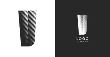 V letter. Sharp contrast monogram strike diagonal hatching for industrial yet modern look. High bold logo template. Logotype concept design for brand in tech, architecture, fashion vector