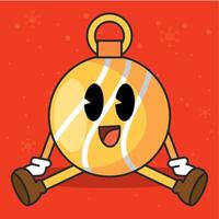 Happy Christmas ornament character with joyful expression, vector