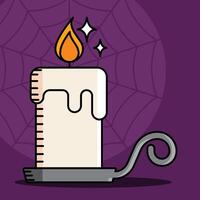 Candle with melting wax for creepy Halloween decoration, vector