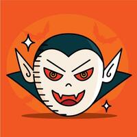 Vampire face with fangs for Halloween character design, vector
