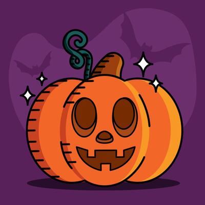 Jack-o -lantern pumpkin with carved face for Halloween,
