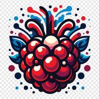 A red raspberry with a splash of water on it vector
