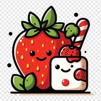A strawberry and a strawberry ice cream with a strawberry on top vector