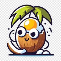 Coconut cartoon character with eyes and a coconut vector