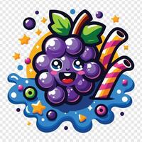 Grape character with a candy cane and a star vector