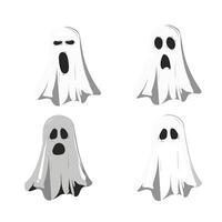 Four ghost faces with different expressions on a white background vector