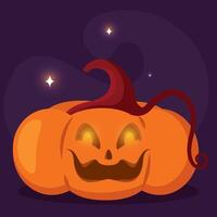 Playful jack-o-lantern pumpkin with a smiling face, vector