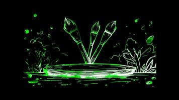 Neon frame effect, Paint Palette Represents painting and color mixing on black background video
