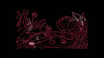 Neon frame effect, Paint Palette Represents painting and color mixing on black background video