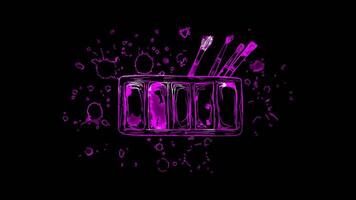 Neon frame effect, Paint Palette Represents painting and color mixing on black background video