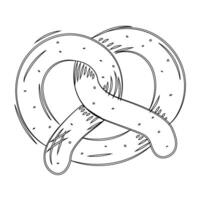 Hand-drawn pretzel with salt grains and twisted shape vector