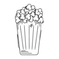 Hand-drawn popcorn in a carton with simple design vector