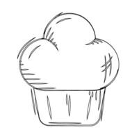Hand-drawn muffin sketch with a simple clean design vector