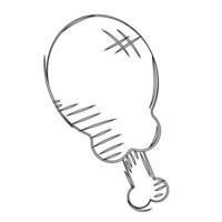 Hand-drawn chicken drumstick sketch with simple design vector
