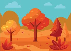 Colorful Cartoon Autumn Landscape Illustration for Seasonal and Nature Designs vector