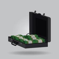 Open briefcase with full of money illustration vector