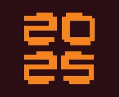 2025 Happy New Year Brown And Orange Pixel Design Abstract Elegant Illustration vector