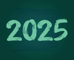 2025 Happy New Year Green Design Chalk Scribble Abstract Elegant Illustration vector