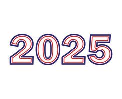 Happy New Year 2025 Abstract Blue And Red Number Design Symbol Illustration vector