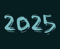 2025 Happy New Year Blue Chalk Scribble Design Elegant Abstract Illustration vector