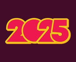 Happy New Year 2025 Abstract Pink And Yellow Number Design Symbol Illustration vector