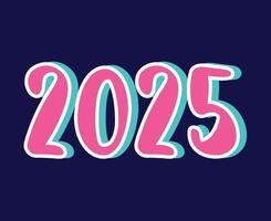 2025 Happy New Year Blue And Pink 3D Design Abstract Elegant Illustration vector