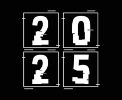 2025 Happy New Year Black And White Design Elegant Abstract Illustration vector