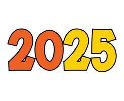 2025 Happy New Year Design Yellow And Orange Abstract Symbol Illustration vector