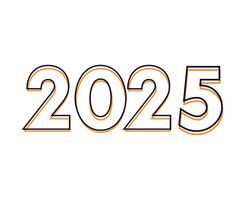 Happy New Year 2025 Abstract Line Style Number Design Symbol Illustration vector