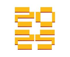 2025 Happy New Year Yellow Pixel Design Elegant Abstract Illustration vector
