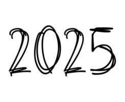 2025 Happy New Year Black Line Stye Design Abstract Elegant Illustration vector