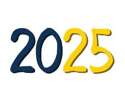 2025 Happy New Year Yellow And Blue Realistic Design Elegant Abstract Illustration vector