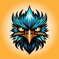 Artistic Illustration of a Blue Eagle's Head with a Sharp Gaze vector