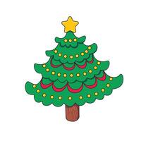 a drawing of a Christmas tree with a star on it. vector