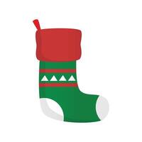 Christmas decoration sock with geometric stripe design in simple flat art illustration asset editable template vector