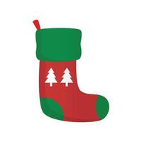 Christmas decoration sock with pine tree shape design in simple flat art illustration asset editable template vector