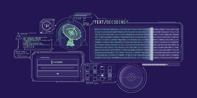 Futuristic HUD interface for radio telescope data decoding. vector