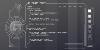HUD interface elements with part of the code PHP. vector
