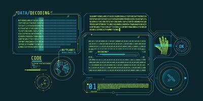 HUD interface design for decoding satellite data. vector