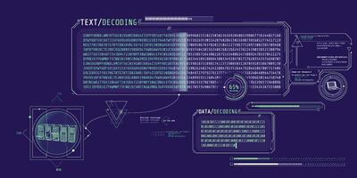 Server data processing interface with text decoding. vector