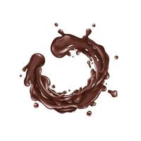 Liquid chocolate splash circle on a white background vector