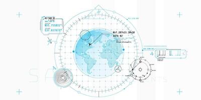 Design of a futuristic software interface for tracking an object on the planet. vector