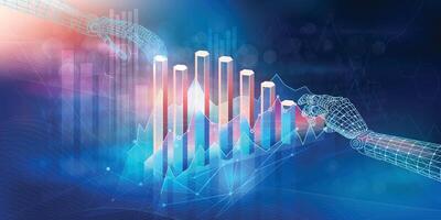 Digital infographics of financial on a background of geometric objects and lines vector