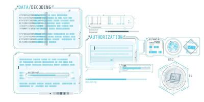 Data decoding program screen with authorization window. vector