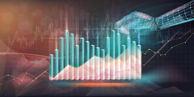 Financial technology digital infographics are presented on a geometric object and line background. vector