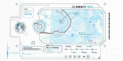 Design of a futuristic software interface for tracking geo-position. vector