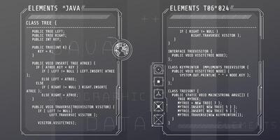 HUD interface elements with part of the code Java. vector